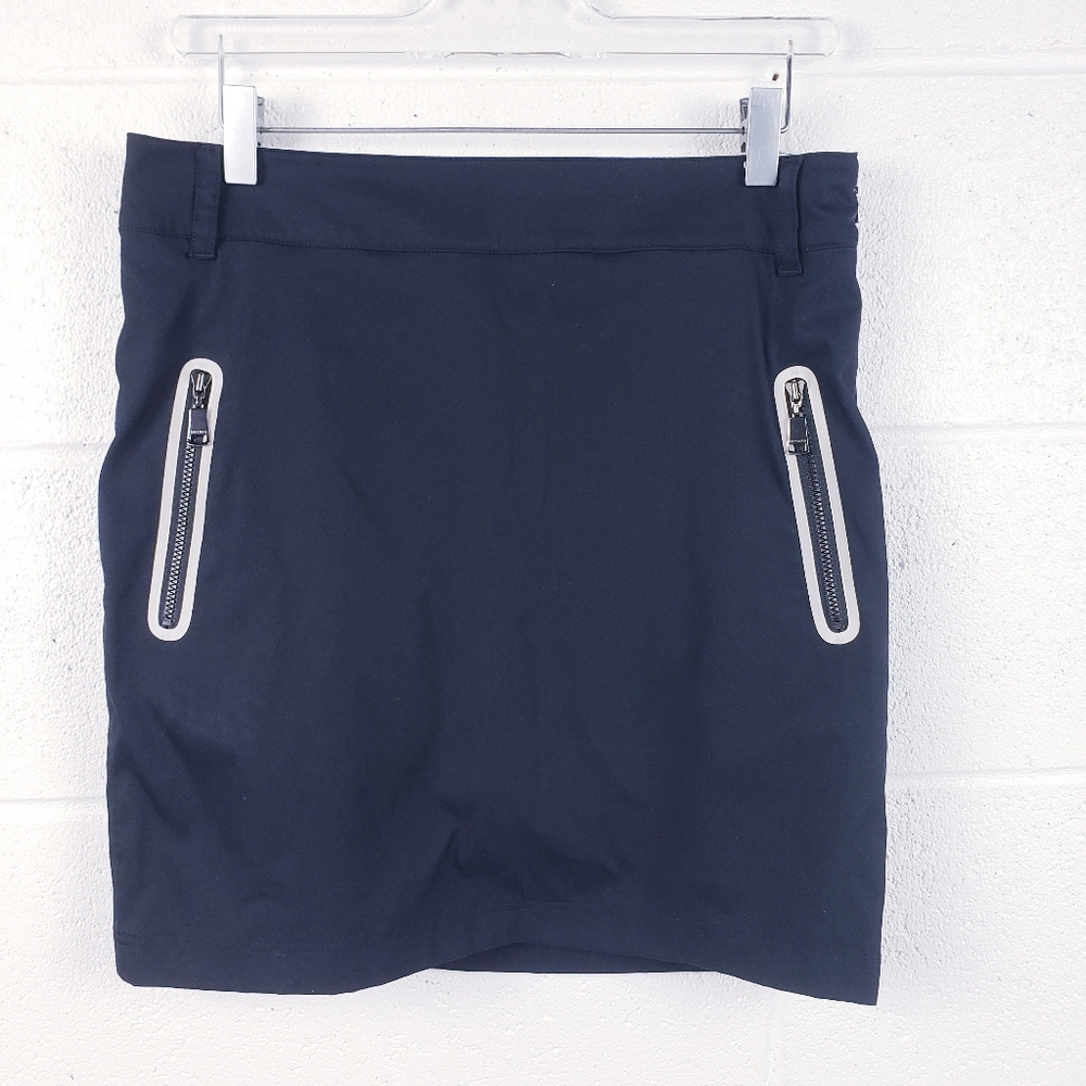 Bogner Women's Size 6 Golf Tennis Skirt Skort‎ Black Zip Pockets Stretch